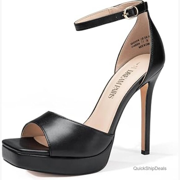 Faux Leather Stiletto Heeled Sandals with Rhinestone Embellishments